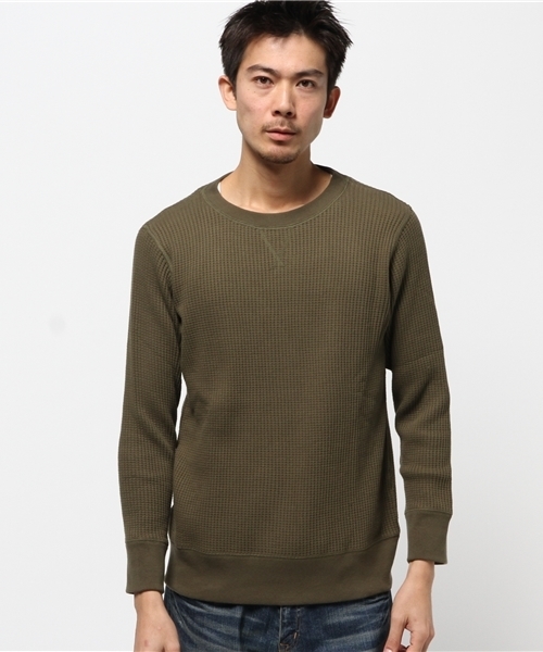 Abiding Aim(アバイディングエイム)の「【JEMORGAN】ビッグワッフル長袖クルーネック(Tシャツ/カットソー・メンズ・ネイビー/ホワイト/ブラック/カーキ/トップグレー・M/XL/L)」の5枚目の写真