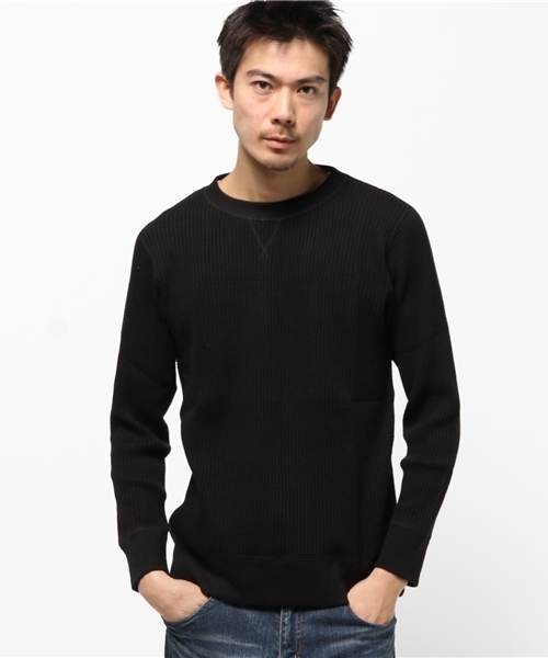 Abiding Aim(アバイディングエイム)の「【JEMORGAN】ビッグワッフル長袖クルーネック(Tシャツ/カットソー・メンズ・ネイビー/ホワイト/ブラック/カーキ/トップグレー・M/XL/L)」の3枚目の写真
