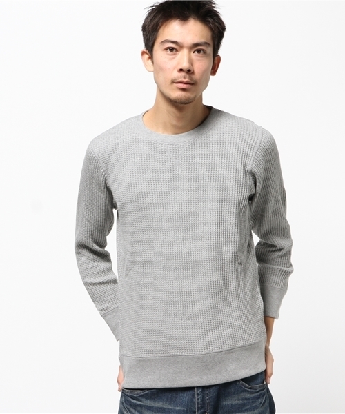 Abiding Aim(アバイディングエイム)の「【JEMORGAN】ビッグワッフル長袖クルーネック(Tシャツ/カットソー・メンズ・ネイビー/ホワイト/ブラック/カーキ/トップグレー・M/XL/L)」の4枚目の写真