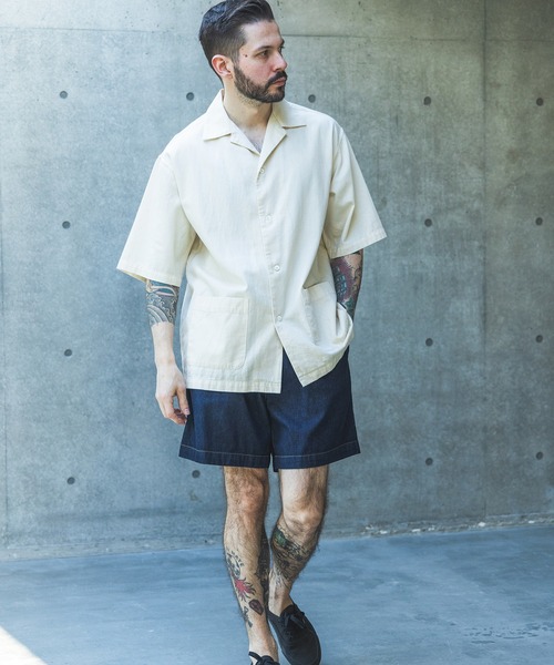 MR.OLIVE（ミスターオリーブ）の「RINSE WASH 6oz SUPER LIGHT DENIM / SHORT/S SERVICE SHIRT /M261127（シャツ/ブラウス・メンズ・ナチュラル/ブラック/インディゴブルー・MEDIUM/LARGE）」の2枚目の写真