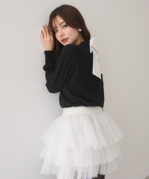 EIMY ISTOIRE(エイミーイストワール)の「EIMYロゴニットトップス(ニット/セーター・レディース・ホワイト/ブラック/グレー/ライトピンク・F)」の7枚目の写真