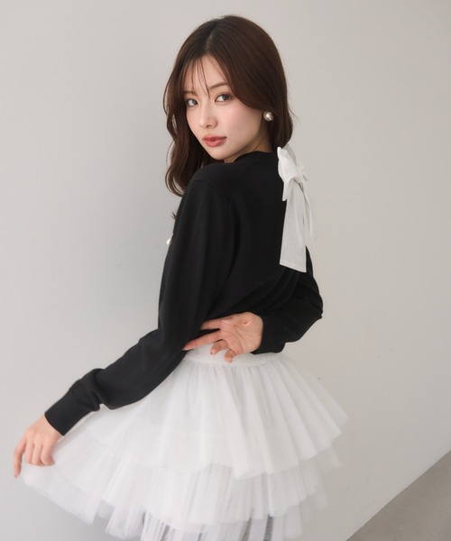 EIMY ISTOIRE(エイミーイストワール)の「EIMYロゴニットトップス(ニット/セーター・レディース・ホワイト/ブラック/グレー/ライトピンク・F)」の8枚目の写真