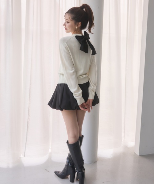 EIMY ISTOIRE(エイミーイストワール)の「EIMYロゴニットトップス(ニット/セーター・レディース・ホワイト/ブラック/グレー/ライトピンク・F)」の10枚目の写真