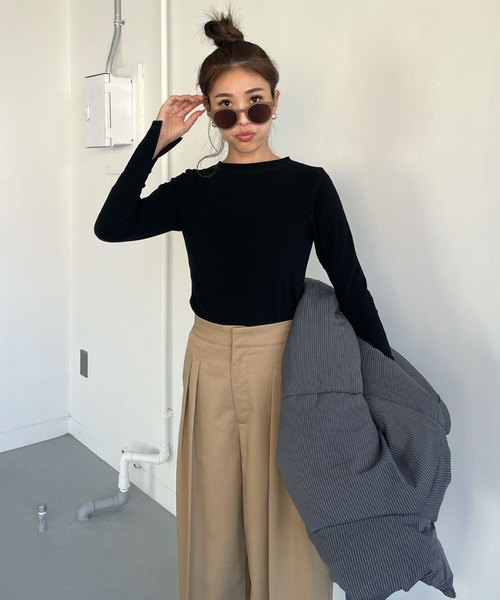 CHERI since1985(シェリ)の「ウォーム+6℃袖スリットストレッチロングtee(Tシャツ/カットソー・レディース・ホワイト/ブラック・FREE)」の16枚目の写真