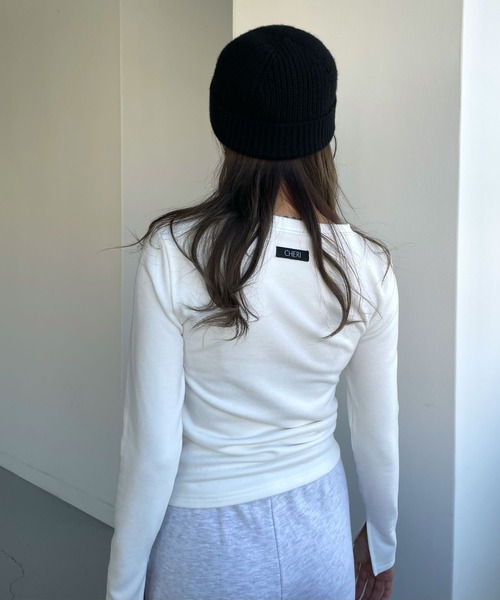 CHERI since1985(シェリ)の「ウォーム+6℃袖スリットストレッチロングtee(Tシャツ/カットソー・レディース・ホワイト/ブラック・FREE)」の13枚目の写真