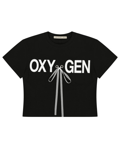 CHAMPAGNE BLANK AESTHETIC(シャンパンブランクエステティック)の「OXYGEN CROP T-SHIRTS BLACK(Tシャツ/カットソー・レディース・その他・ONE SIZE)」の1枚目の写真