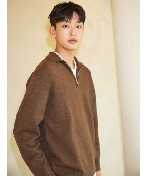 AYIHOLIC CASHMERE(アイホリックカシミア)の「ハーフジップポロニット ブラウン #5COLOR(ニット/セーター・レディース・ブラウン・L/M)」の2枚目の写真
