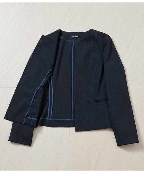 NEWYORKER(ニューヨーカー)の「【ウォッシャブル】ウールピンヘッド 1ホックノーカラージャケット(テーラードジャケット・レディース・ネイビー・11号/9号)」の7枚目の写真