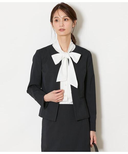 NEWYORKER(ニューヨーカー)の「【ウォッシャブル】ウールピンヘッド 1ホックノーカラージャケット(テーラードジャケット・レディース・ネイビー・11号/9号)」の10枚目の写真