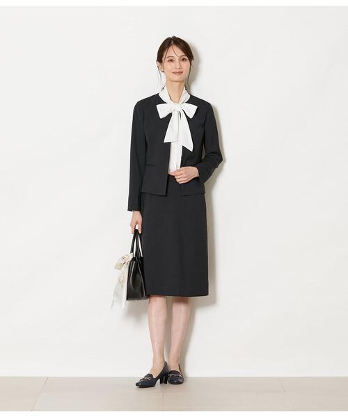 NEWYORKER(ニューヨーカー)の「【ウォッシャブル】ウールピンヘッド 1ホックノーカラージャケット(テーラードジャケット・レディース・ネイビー・11号/9号)」の11枚目の写真