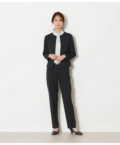 NEWYORKER(ニューヨーカー)の「【ウォッシャブル】ウールピンヘッド 1ホックノーカラージャケット(テーラードジャケット・レディース・ネイビー・11号/9号)」の12枚目の写真