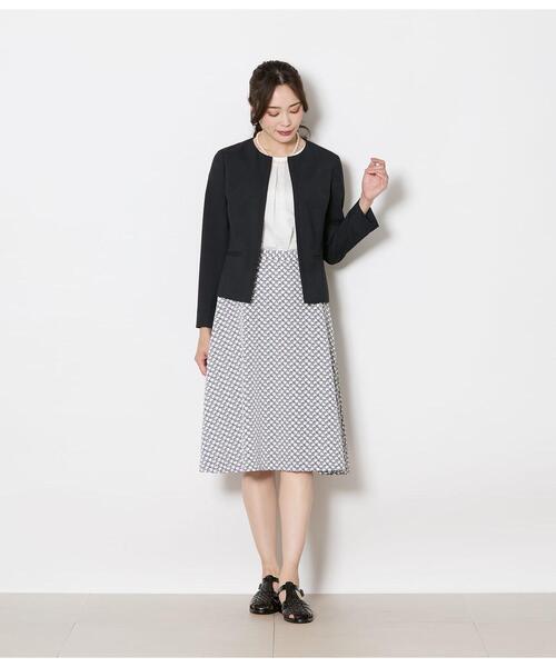 NEWYORKER(ニューヨーカー)の「【ウォッシャブル】ウールピンヘッド 1ホックノーカラージャケット(テーラードジャケット・レディース・ネイビー・11号/9号)」の14枚目の写真