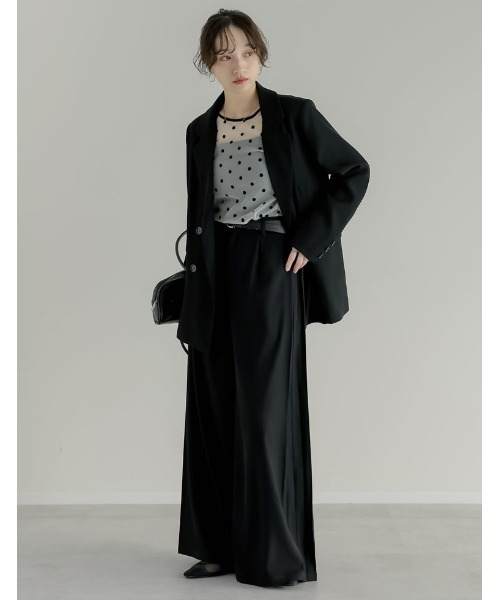 Re:EDIT（リエディ）の「[2026S/S COLLECTION][低身長/高身長サイズ有]ツイルサイドタックストレートパンツ（スラックス・レディース・ブラック/グレイッシュベージュ/チャコールグレー/ホワイト/ブラウン・SHORT/MEDIUM/TALL/LARGE）」の21枚目の写真