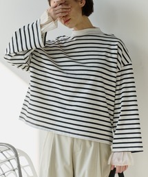 Libra Cue | ワイドカフボーダーカットソー(Tシャツ/カットソー)