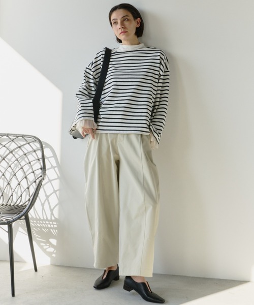 Libra Cue(リブラ キュー)の「ワイドカフボーダーカットソー(Tシャツ/カットソー・レディース・ブラック/ネイビー・FREE)」の7枚目の写真