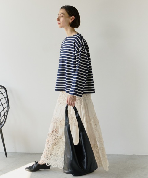 Libra Cue(リブラ キュー)の「ワイドカフボーダーカットソー(Tシャツ/カットソー・レディース・ブラック/ネイビー・FREE)」の10枚目の写真