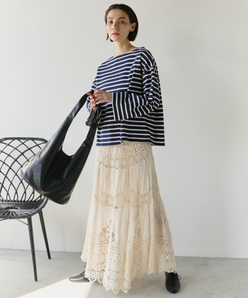 Libra Cue(リブラ キュー)の「ワイドカフボーダーカットソー(Tシャツ/カットソー・レディース・ブラック/ネイビー・FREE)」の11枚目の写真