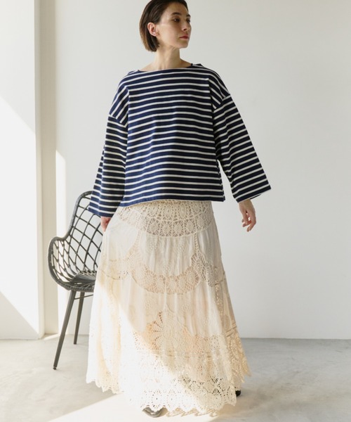 Libra Cue(リブラ キュー)の「ワイドカフボーダーカットソー(Tシャツ/カットソー・レディース・ブラック/ネイビー・FREE)」の13枚目の写真