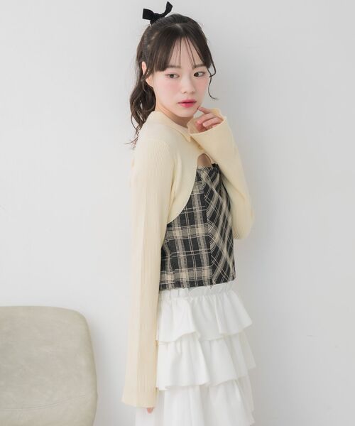ems excite(エムズエキサイト)の「チェックキャミドッキングNT(ニット/セーター・レディース・ナチュラル/ブラック/ブラウン・FREE)」の16枚目の写真