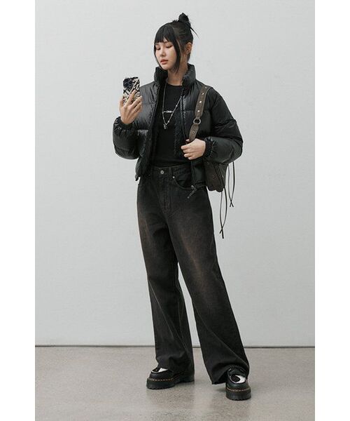 MONGDOL(モンドル)の「ラウンドネックリブニット MDKT062_5カラー(ニット/セーター・レディース・ライトグレー/チャコールグレー/ブラック/アイボリー/オートミール・F)」の13枚目の写真