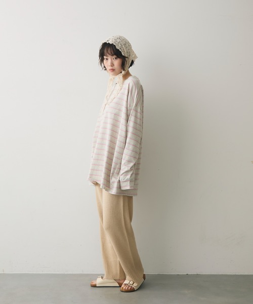 full/fill.（フルフィル）の「multi border over T / マルチボーダーオーバーT（Tシャツ/カットソー・レディース・ブラウン/グレー・FREE）」の8枚目の写真