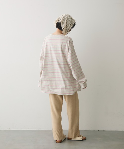 full/fill.（フルフィル）の「multi border over T / マルチボーダーオーバーT（Tシャツ/カットソー・レディース・ブラウン/グレー・FREE）」の9枚目の写真