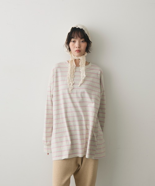 full/fill.（フルフィル）の「multi border over T / マルチボーダーオーバーT（Tシャツ/カットソー・レディース・ブラウン/グレー・FREE）」の12枚目の写真