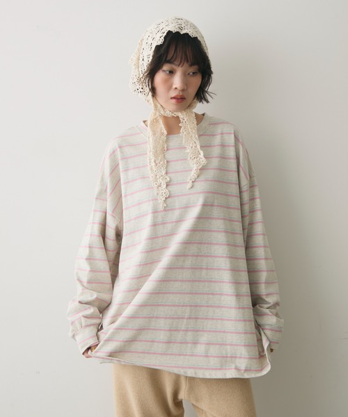 full/fill.（フルフィル）の「multi border over T / マルチボーダーオーバーT（Tシャツ/カットソー・レディース・ブラウン/グレー・FREE）」の13枚目の写真