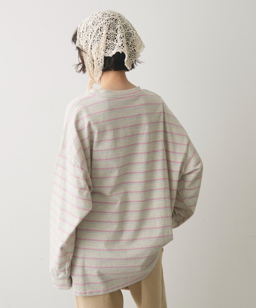 full/fill.（フルフィル）の「multi border over T / マルチボーダーオーバーT（Tシャツ/カットソー・レディース・ブラウン/グレー・FREE）」の3枚目の写真