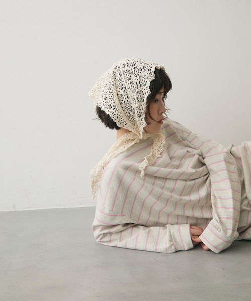 full/fill.（フルフィル）の「multi border over T / マルチボーダーオーバーT（Tシャツ/カットソー・レディース・ブラウン/グレー・FREE）」の5枚目の写真