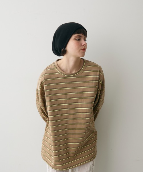 full/fill.（フルフィル）の「multi border over T / マルチボーダーオーバーT（Tシャツ/カットソー・レディース・ブラウン/グレー・FREE）」の16枚目の写真