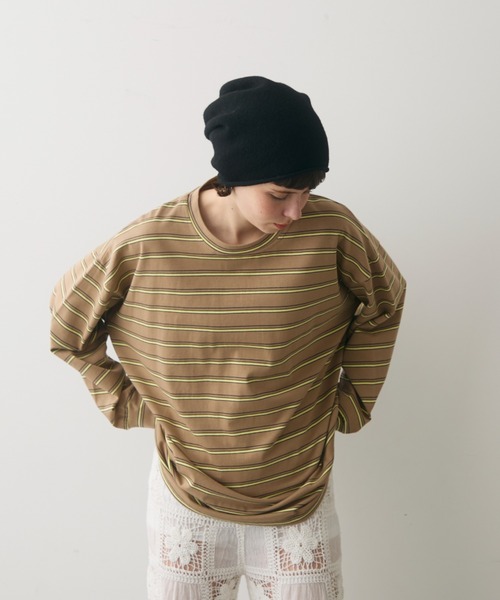 full/fill.（フルフィル）の「multi border over T / マルチボーダーオーバーT（Tシャツ/カットソー・レディース・ブラウン/グレー・FREE）」の17枚目の写真