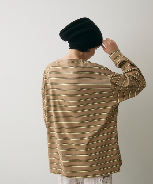 full/fill.（フルフィル）の「multi border over T / マルチボーダーオーバーT（Tシャツ/カットソー・レディース・ブラウン/グレー・FREE）」の21枚目の写真