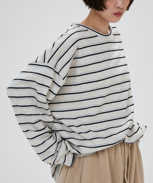 full/fill.(フルフィル)の「multi border over T / マルチボーダーオーバーT(Tシャツ/カットソー・レディース・ブラウン/グレー/ダークグレー/ライトグレー・FREE)」の7枚目の写真