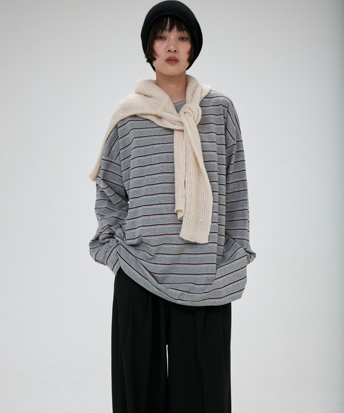 full/fill.(フルフィル)の「multi border over T / マルチボーダーオーバーT(Tシャツ/カットソー・レディース・ブラウン/グレー/ダークグレー/ライトグレー・FREE)」の22枚目の写真