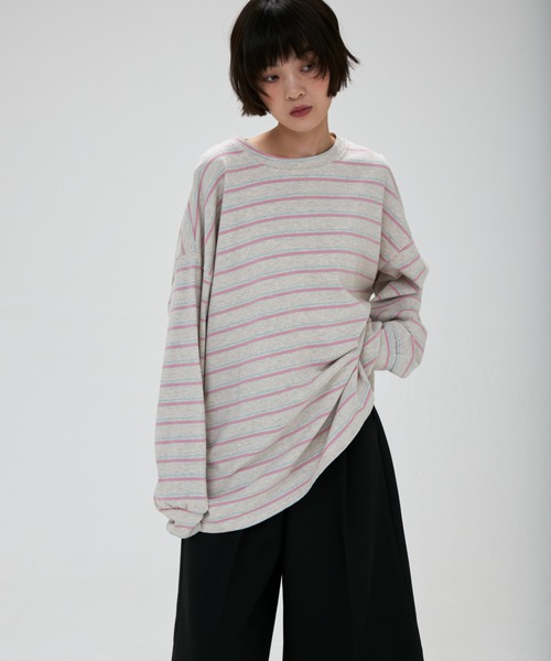 full/fill.(フルフィル)の「multi border over T / マルチボーダーオーバーT(Tシャツ/カットソー・レディース・ブラウン/グレー/ダークグレー/ライトグレー・FREE)」の18枚目の写真