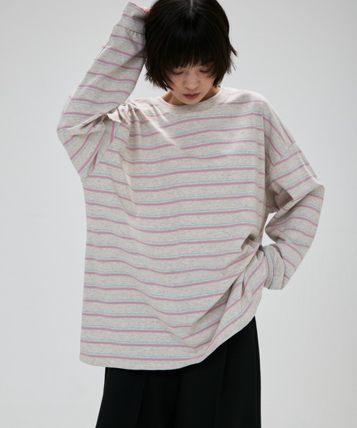 full/fill.(フルフィル)の「multi border over T / マルチボーダーオーバーT(Tシャツ/カットソー・レディース・ブラウン/グレー/ダークグレー/ライトグレー・FREE)」の14枚目の写真