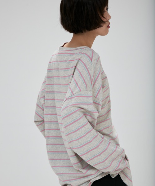 full/fill.(フルフィル)の「multi border over T / マルチボーダーオーバーT(Tシャツ/カットソー・レディース・ブラウン/グレー/ダークグレー/ライトグレー・FREE)」の15枚目の写真