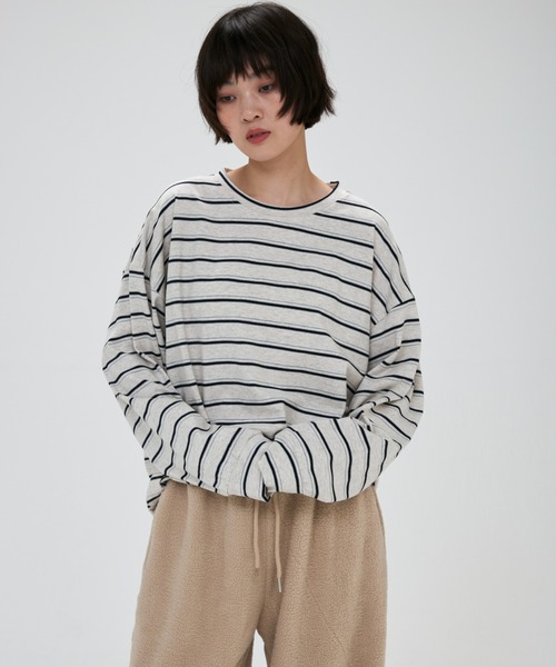 full/fill.(フルフィル)の「multi border over T / マルチボーダーオーバーT(Tシャツ/カットソー・レディース・ブラウン/グレー/ダークグレー/ライトグレー・FREE)」の10枚目の写真