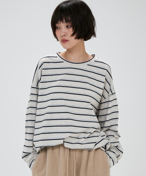 full/fill.(フルフィル)の「multi border over T / マルチボーダーオーバーT(Tシャツ/カットソー・レディース・ブラウン/グレー/ダークグレー/ライトグレー・FREE)」の5枚目の写真