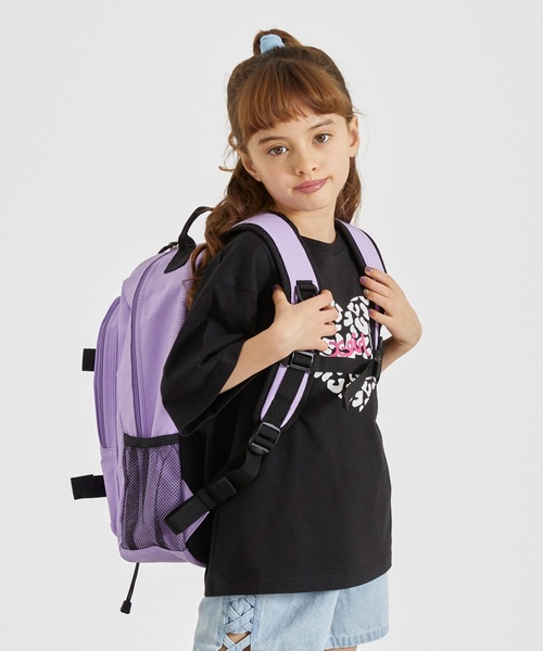 X-girl Stages(エックスガールステージス)の「ロゴ メッシュバックパック(バックパック/リュック・キッズ・グリーン系その他/ラベンダー/ブラック・F)」の12枚目の写真