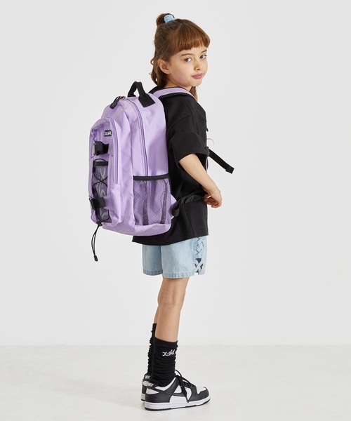 X-girl Stages(エックスガールステージス)の「ロゴ メッシュバックパック(バックパック/リュック・キッズ・グリーン系その他/ラベンダー/ブラック・F)」の11枚目の写真