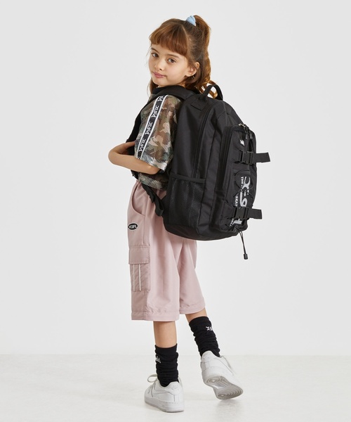 X-girl Stages(エックスガールステージス)の「ロゴ メッシュバックパック(バックパック/リュック・キッズ・グリーン系その他/ラベンダー/ブラック・F)」の9枚目の写真