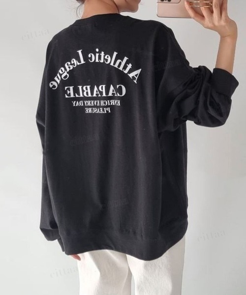 Dalfwin（ダールフィン）の「韓国ファッション CAPABLE英字プリント長袖Tシャツ（Tシャツ/カットソー・レディース・ホワイト/ブラック・FREE）」の14枚目の写真