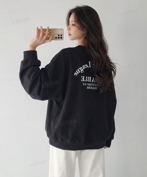 Dalfwin（ダールフィン）の「韓国ファッション CAPABLE英字プリント長袖Tシャツ（Tシャツ/カットソー・レディース・ホワイト/ブラック・FREE）」の11枚目の写真