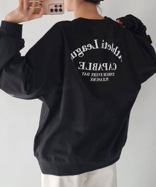 Dalfwin（ダールフィン）の「韓国ファッション CAPABLE英字プリント長袖Tシャツ（Tシャツ/カットソー・レディース・ホワイト/ブラック・FREE）」の17枚目の写真