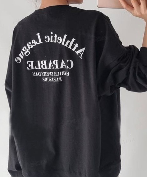 Dalfwin（ダールフィン）の「韓国ファッション CAPABLE英字プリント長袖Tシャツ（Tシャツ/カットソー・レディース・ホワイト/ブラック・FREE）」の18枚目の写真