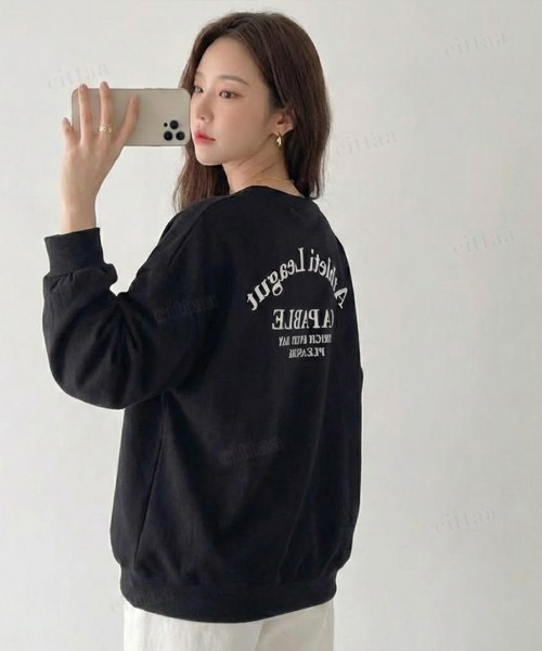 Dalfwin（ダールフィン）の「韓国ファッション CAPABLE英字プリント長袖Tシャツ（Tシャツ/カットソー・レディース・ホワイト/ブラック・FREE）」の13枚目の写真