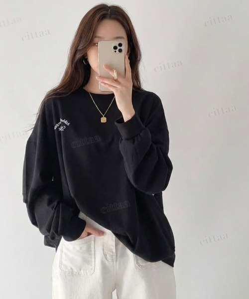 Dalfwin（ダールフィン）の「韓国ファッション CAPABLE英字プリント長袖Tシャツ（Tシャツ/カットソー・レディース・ホワイト/ブラック・FREE）」の12枚目の写真