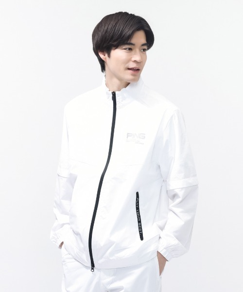 新品タグ付　春秋PING ホワイト ドッキングブルゾン(ストレッチ性・透け防止) セール】ピン PING 2WAY撥水ブルゾン（ブルゾン）｜PING（ピン）の
